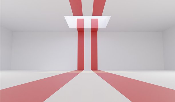 展厅，产品展示厅，明亮的色调，引导线，3D插画图片下载