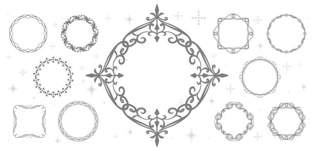 圣诞主题边框设计集。华丽而优雅的设计素材图片下载