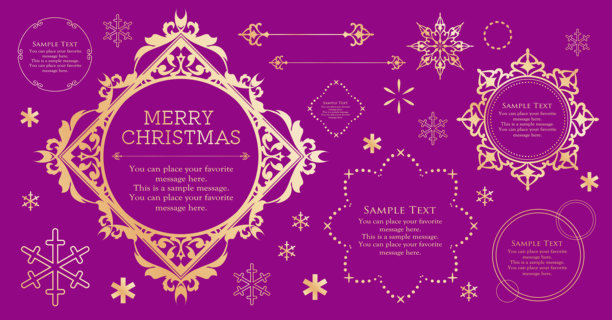 圣诞主题边框设计集。华丽而优雅的设计素材图片下载