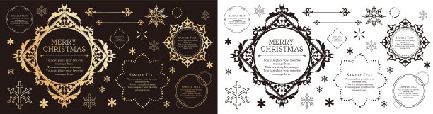 圣诞主题框架设计套装。华丽而优雅的设计素材图片下载