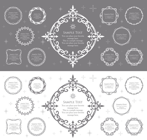 圣诞主题框架设计套装。华丽而优雅的设计素材图片下载