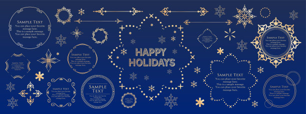 圣诞主题边框设计集。华丽而优雅的设计素材图片下载