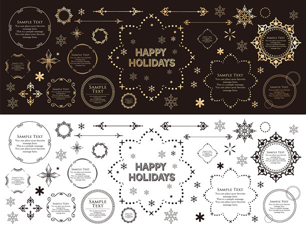 圣诞主题框架设计集。华丽优雅的设计素材图片下载