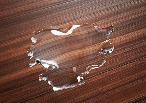 木地板上的安道尔透明液体水地图充气果冻3D插画图片下载