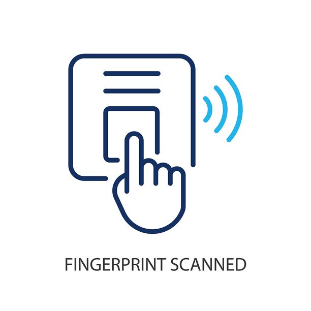 指纹扫描细线图标。原创矢量插画。图片下载