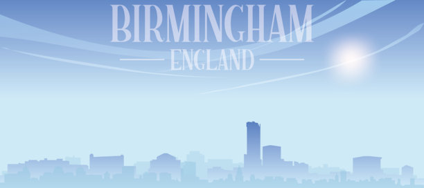 英国伯明翰城市天际线全景海报图片下载