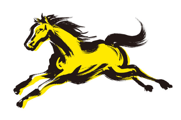 动态奔跑的马的艺术笔刷插画图片下载