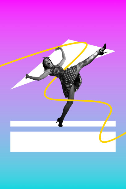 设计艺术横幅草图照片拼贴，描绘快乐的弹力女郎，适合周末放松、庆祝、度假氛围、派对场合图片下载