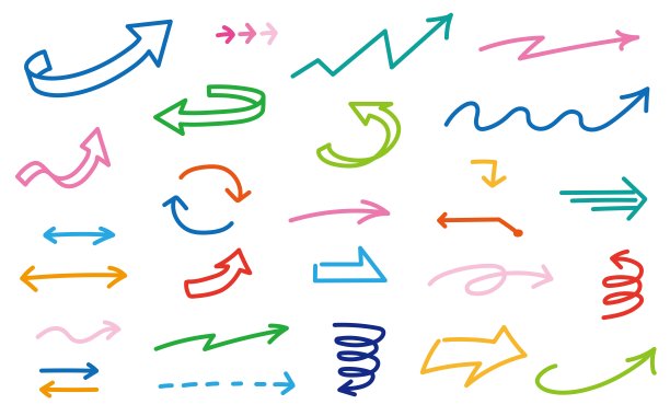 彩色手绘箭头插画集图片下载