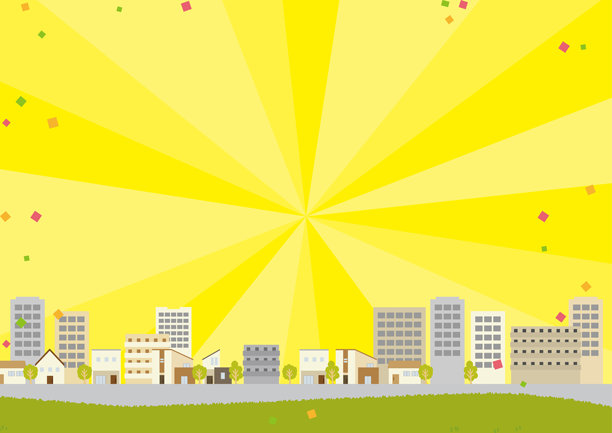 插画风格的城镇景观背景图片下载
