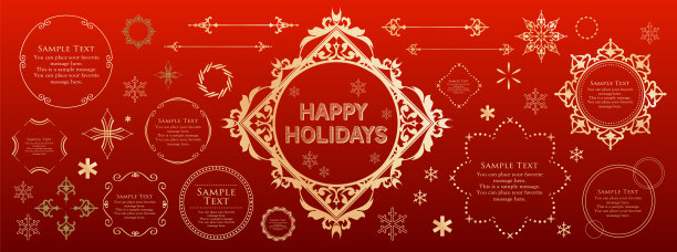 圣诞主题边框设计集。华丽优雅的设计素材图片下载
