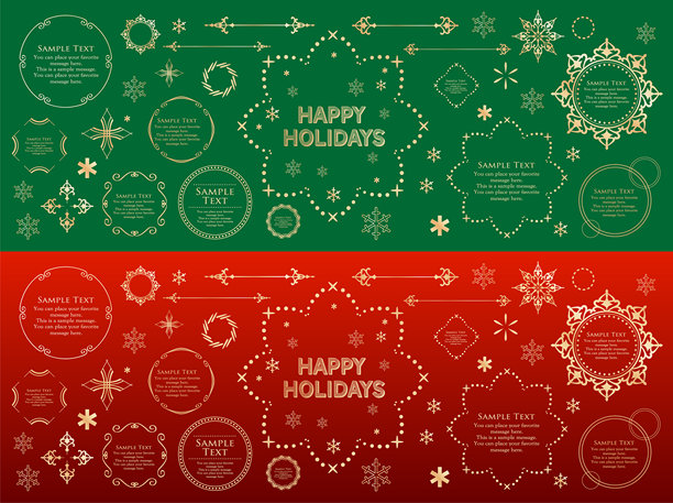 圣诞主题框架设计集。华丽而优雅的设计素材图片下载