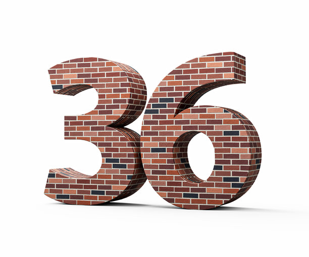 彩色砖墙数字36的3D插画图片下载