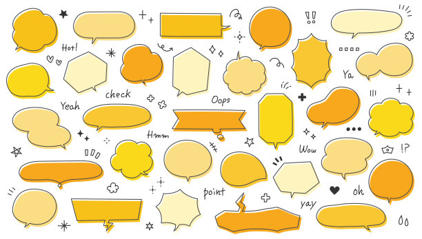 手绘对话气泡、手写文字、矢量素材、插画集、装饰、边框、装饰、点缀、涂鸦图片下载