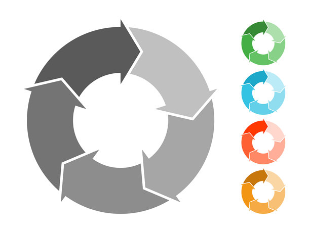 用于图表、图形、演示文稿和设计概念的圆形信息图模板。分段圆形模板带有圆形箭头。数据可视化、统计、进度、业务分析。矢量插画图片下载