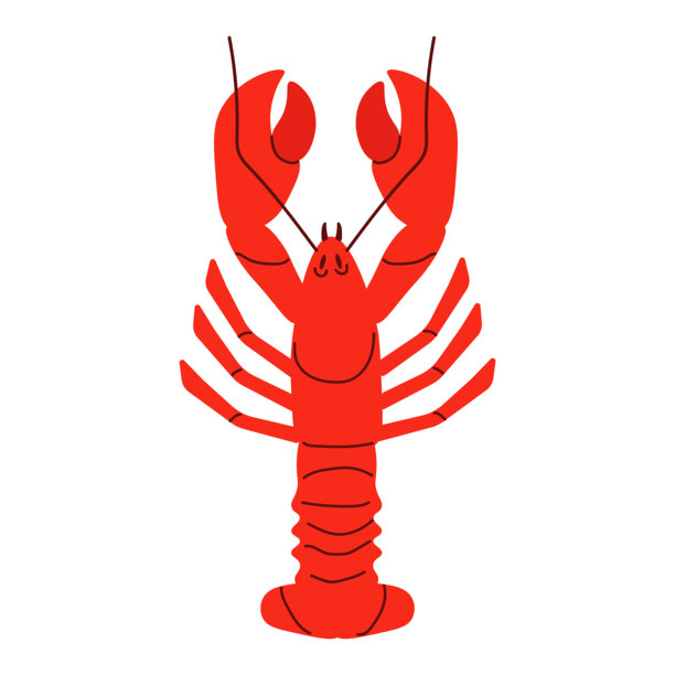 可爱极简风格的龙虾矢量插画。图片下载