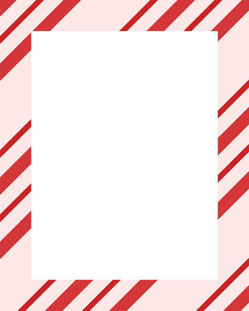 圣诞节边框。圣诞快乐拐杖糖矩形边框卡片元素装饰。新年画框红白绿条纹丝带。垂直圣诞节边框。图片下载