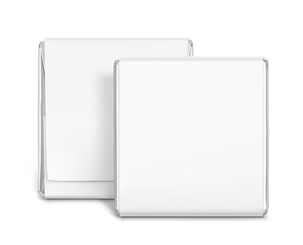 带有品牌标识的巧克力方块，那不勒斯风格的宣传品模型，适用于商业推广和特殊场合。图片下载