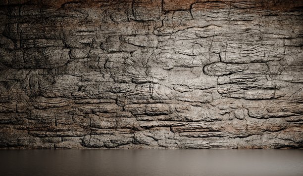 展厅，产品展示室，石墙，花岗岩墙，3D插画图片下载