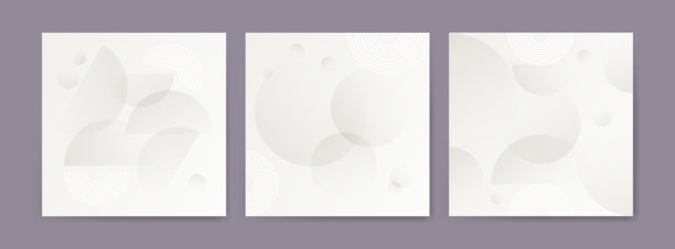 现代渐变海报集。几何白色背景。带有形状和线条的极简封面模板。云舞者。矢量插画 2026，适用于社交媒体、封面、横幅、传单图片下载