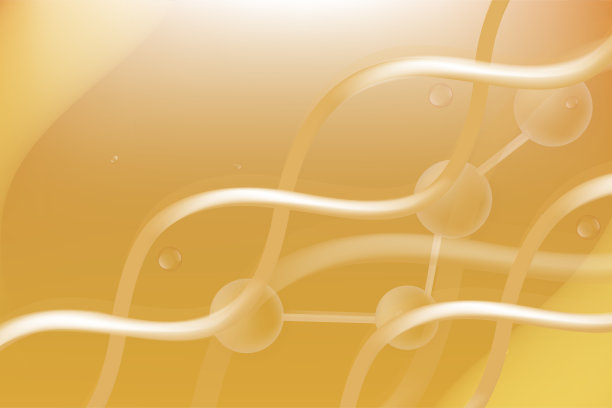 透明质酸和烟酰胺头发和皮肤解决方案广告，金色胶原蛋白精华滴液，背景为化妆品广告，可供使用，矢量插画。图片下载