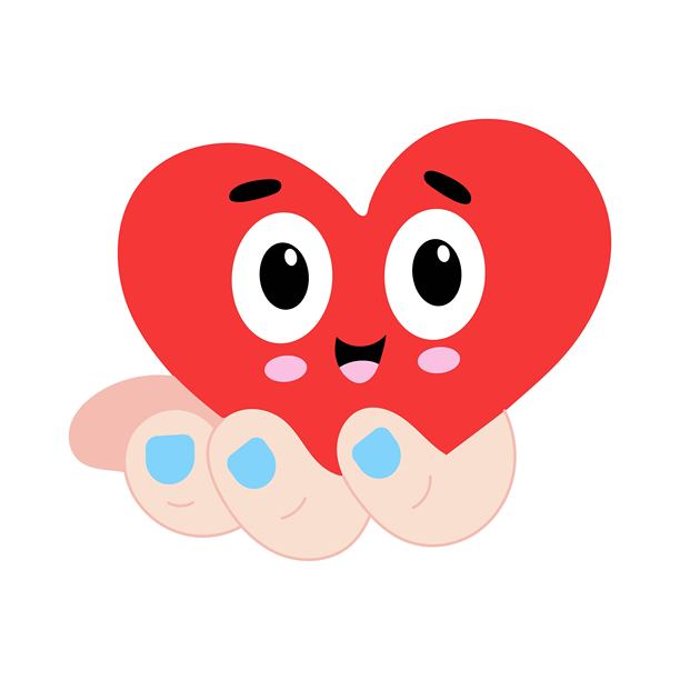 手捧爱心的矢量贴纸插画。图片下载