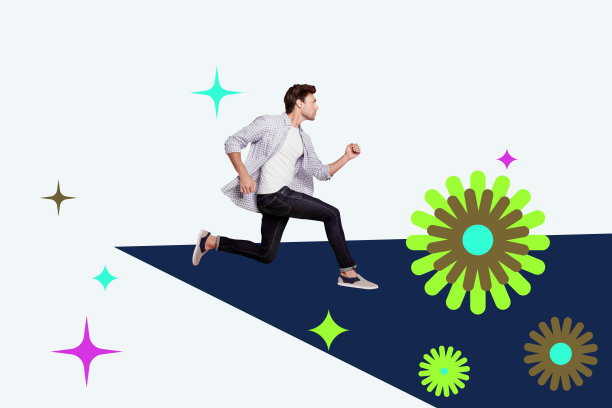 拼贴画：时尚模特身处复古多彩的波西米亚图案背景中，散发出复古艺术风格的魅力。图片下载