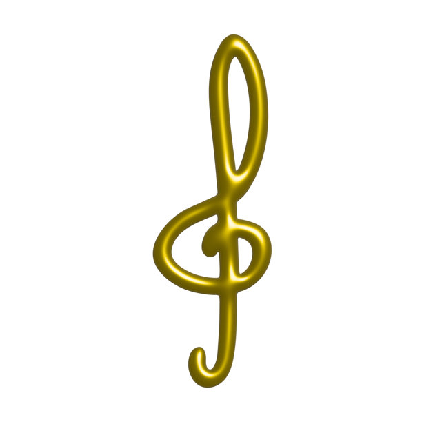 3D高音谱号。手绘音乐符号。用于印刷、网络、设计、装饰、标志的单一元素图片下载