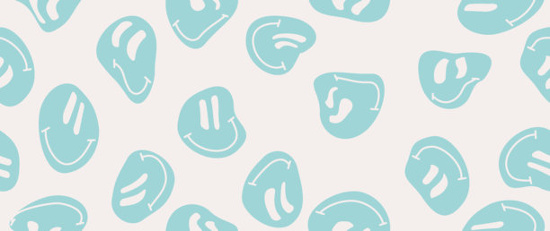 矢量插画。有趣的笑脸。卡通风格。无缝图案。米色背景上的表情符号。带有潮流涂鸦角色的壁纸。适用于壁纸、封面和纺织品设计。图片下载