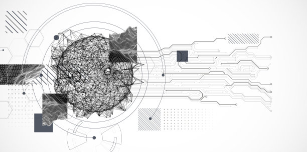 科技艺术。球体与科技线条和圆圈的组合插画。图片下载