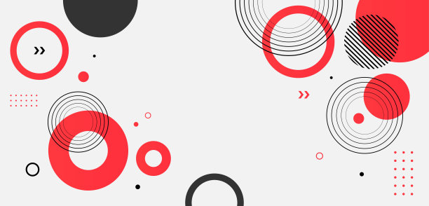 时尚抽象设计，包含几何图形、图案、白色背景上的红黑圆形。适用于网站、封面、手册、传单、演示文稿、横幅和矢量插画的现代抽象设计。图片下载