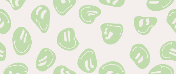 矢量插画。有趣的笑脸，卡通风格。无缝图案。米色背景上的表情符号。壁纸，带有潮流涂鸦角色。适用于壁纸、封面和纺织品设计。图片下载