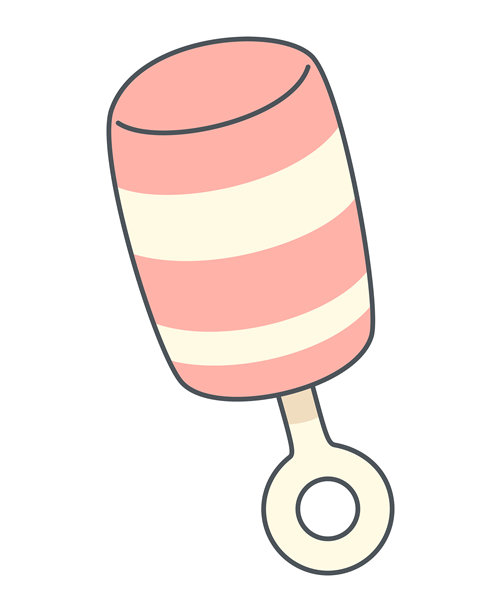 可爱的条纹婴儿拨浪鼓玩具插画图片下载