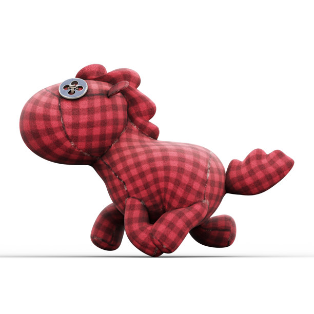 可爱的、有趣的马玩偶。3D插画。带抠图路径的文件。图片下载