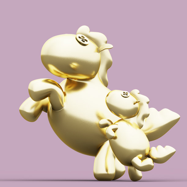 可爱的金马玩具，搞怪有趣。3D插画。含抠图路径文件。图片下载