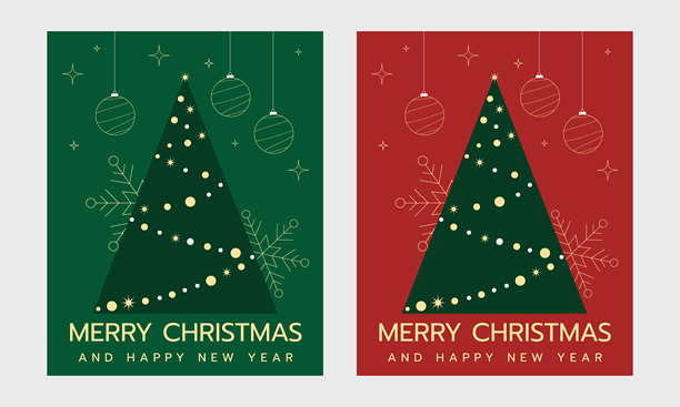 圣诞快乐新年贺卡集及背景，矢量插画贺卡图片下载