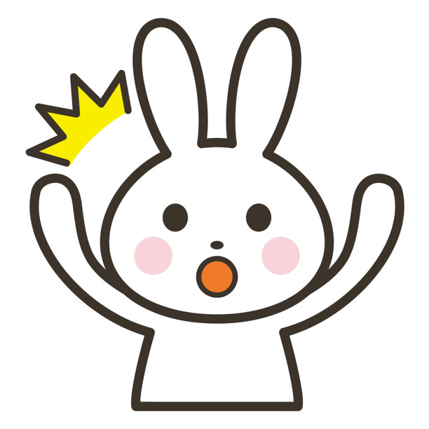 一只可爱的兔子角色上半身插画，双手举起表示惊讶图片下载