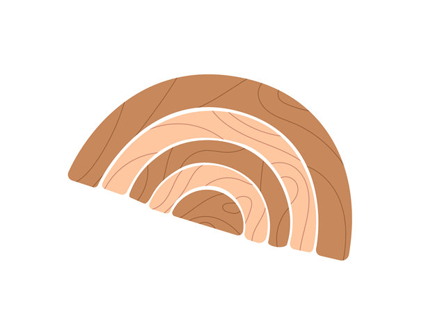 可爱的木制彩虹堆叠玩具插画图片下载