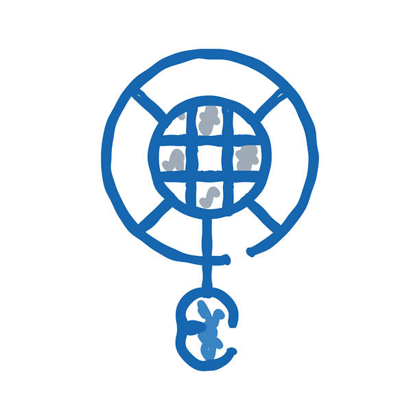 手绘蓝色捕梦网符号，带有音符图片下载