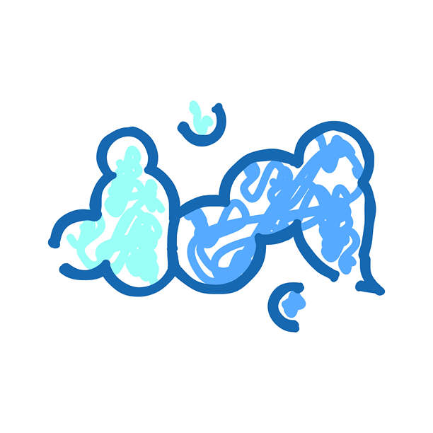 蓝色插画，描绘了肥皂泡沫和洗手卫生图片下载