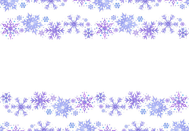 手绘水彩紫丁香、紫色和蓝色雪花搭配纸屑边框。冬季插画，孤立在白色背景上。可用于明信片、邀请函及其他印刷品。图片下载