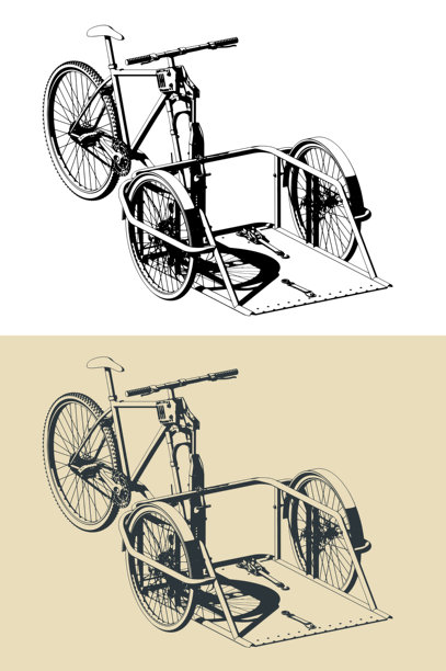 轮椅交通自行车插画图片下载