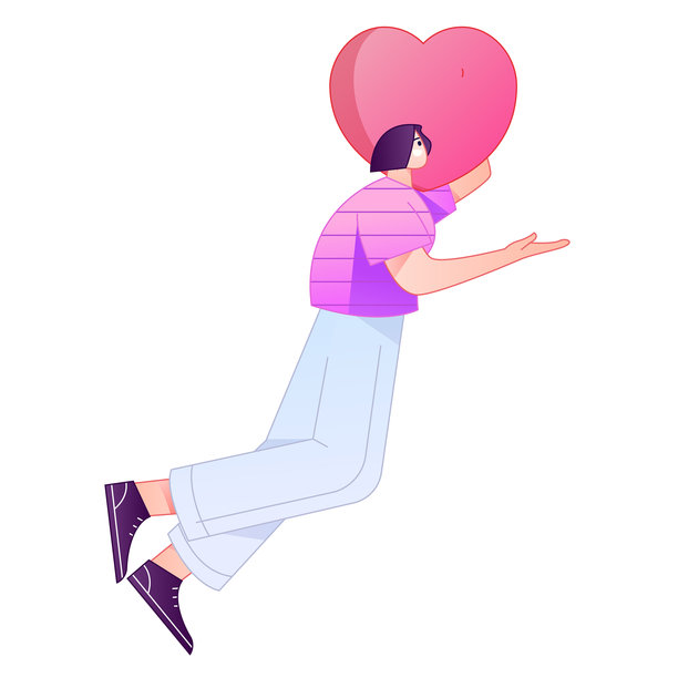 一个人物手持关怀之手、传递爱意的浮雕插画。图片下载