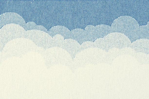 纸张上的宏观半色调蓝天白云插画图片下载