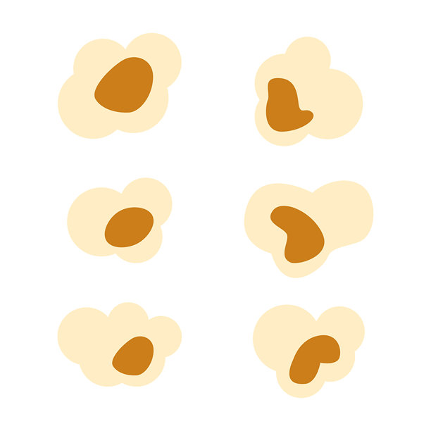 爆米花套装，包含爆米花桶、飞溅的玉米粒和零食插画，采用节日扁平风格图片下载