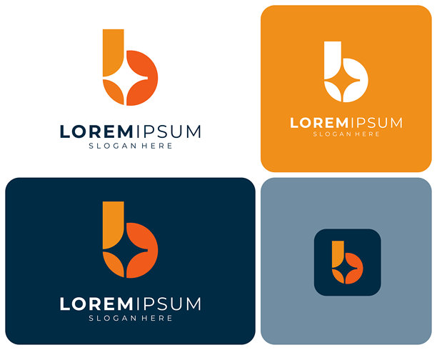 字母B，闪耀星光，光芒闪烁，现代简约概念矢量设计插画图片下载