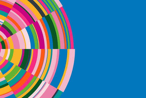 抽象的、彩色的、径向条纹圆形设计素材背景图片下载