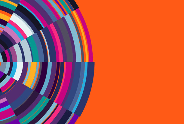 抽象的、彩色的、放射状的、条纹圆圈设计背景素材图片下载