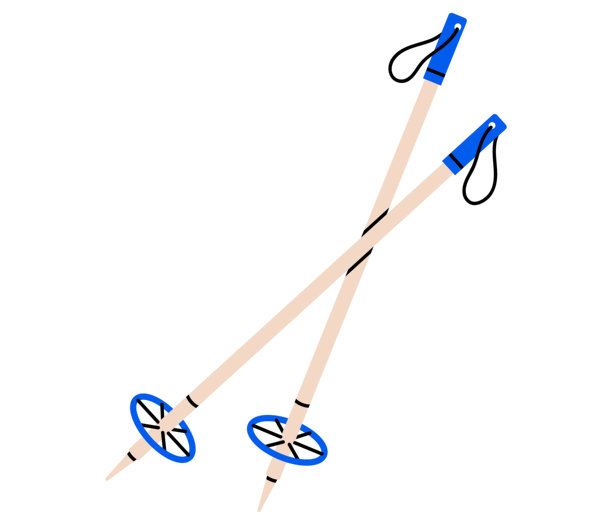 一对复古滑雪杖的平面插画图片下载