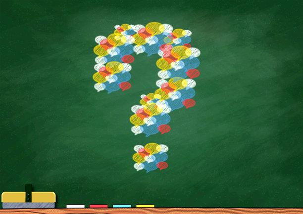 一个彩色的对话气泡中的粉笔风格问号插画图片下载